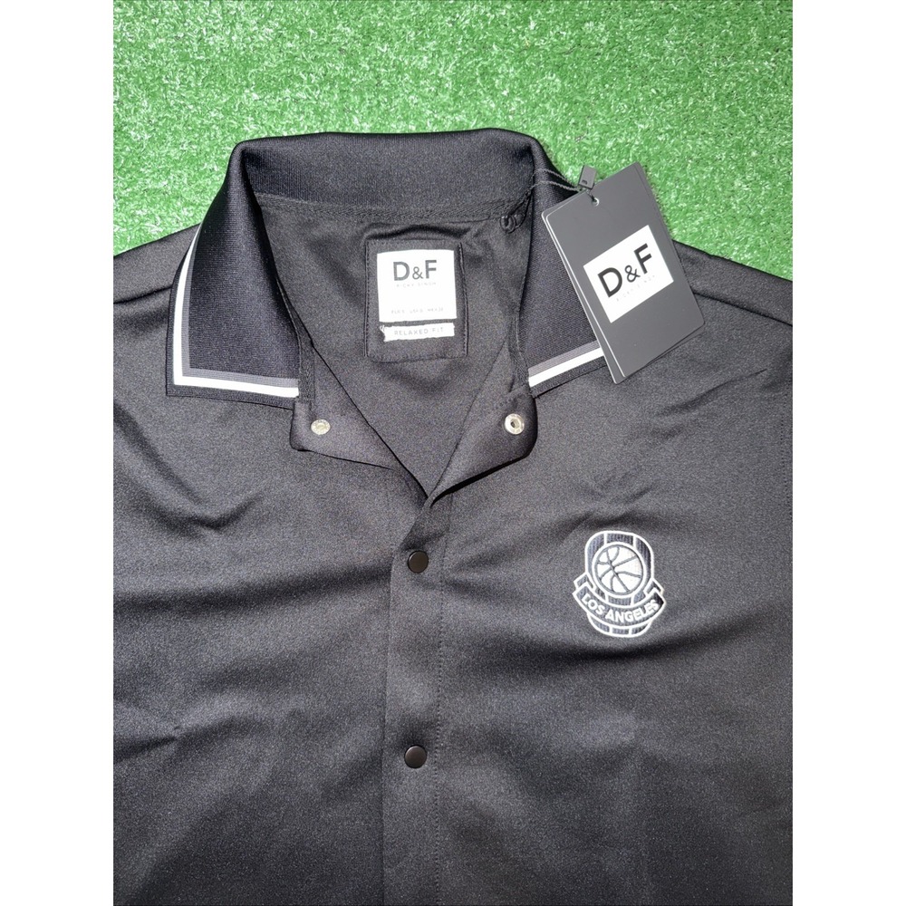 D&F Ricky Singh Relaxed Fit Shirt Men's Sm Snap Front Los Angeles Basketball NWT - Picture 2 of 6